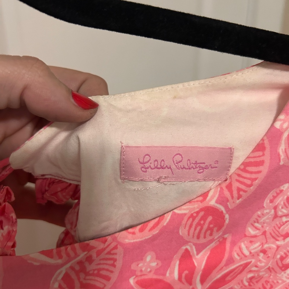 Lilly Pulitzer Pink Floral Ruffle Sleeve Dress - Picture 3 of 6